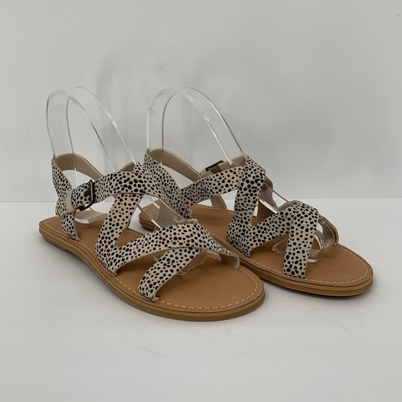 TOMS Sicily Strappy sandal shoe suede Cheetah print animal tan black dot new 6 - Picture 2 of 6